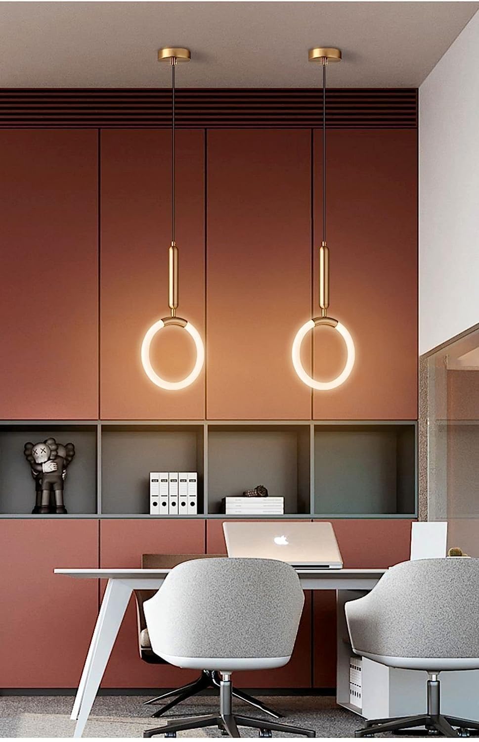 Hanging Light Black & Gold Pendant Lamp | Modern Cylindrical Spotlight with 3 Color LED (Warm White, Natural White, Cool White) | Ceiling Lights for Living Room Bedroom Dining