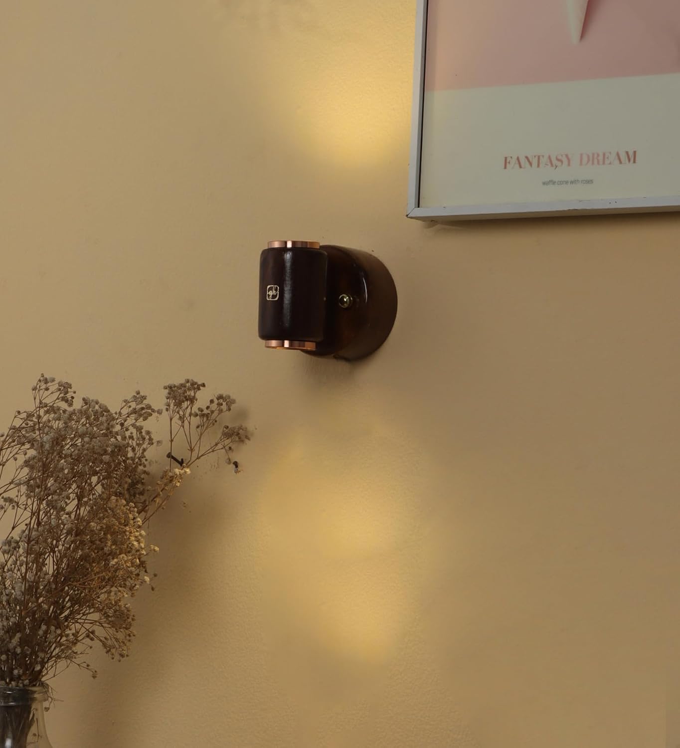 Green House Handmade Sheesham Wood Wall Light Lamp | 2 Way Light - UP/Down | 3W+3W Warm White LED | Modern Wooden Wall Sconce for Living Room, Bedroom, Staircase, Hallway Decor | Pack of 1