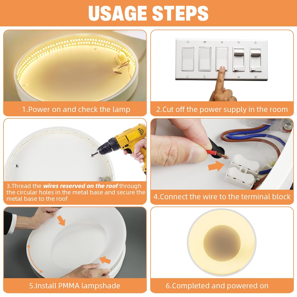 ELEPHANTBOAT® 32W-65W Modern LED Ceiling Light for 10-15 Square Meters, Adjustable 3-Color, 3000K-6000K with Remote, 15.75 Inch Dia Ceiling Light for Bedroom, Bathroom, Kitchen, Living Room