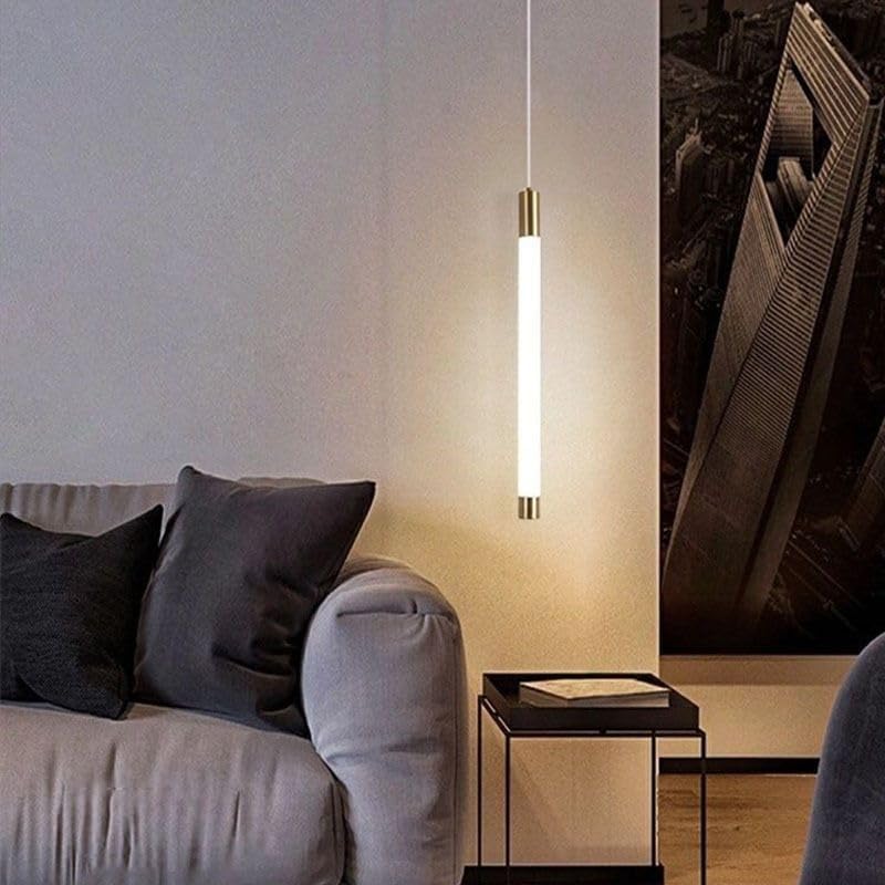 Hanging Light Black & Gold Pendant Lamp | Modern Cylindrical Spotlight with 3 Color LED (Warm White, Natural White, Cool White) | Ceiling Lights for Living Room Bedroom Dining