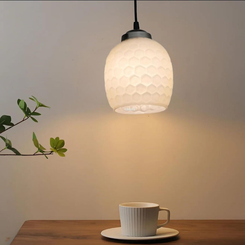 Handmade Pendant Light, Glass, Ceiling Lamp, Home Decor Items, Hanging Ceiling Decorative Chandelier, Fancy Glass for Home Decor (Honeycomb Glass) (Without Bulb)