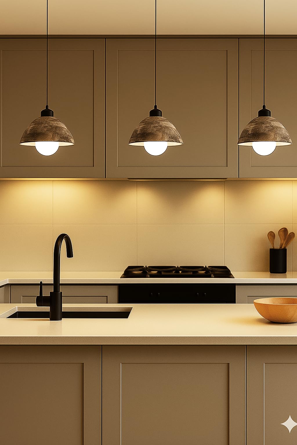 Wooden Hanging Lights for Living Room | Handcrafted Walnut Finish Ceiling Hanging Lamp | Adjustable Cord | Elegant Pendant Lights for Bedroom, Kitchen & Balcony Décor (LARGE-10 INCH)