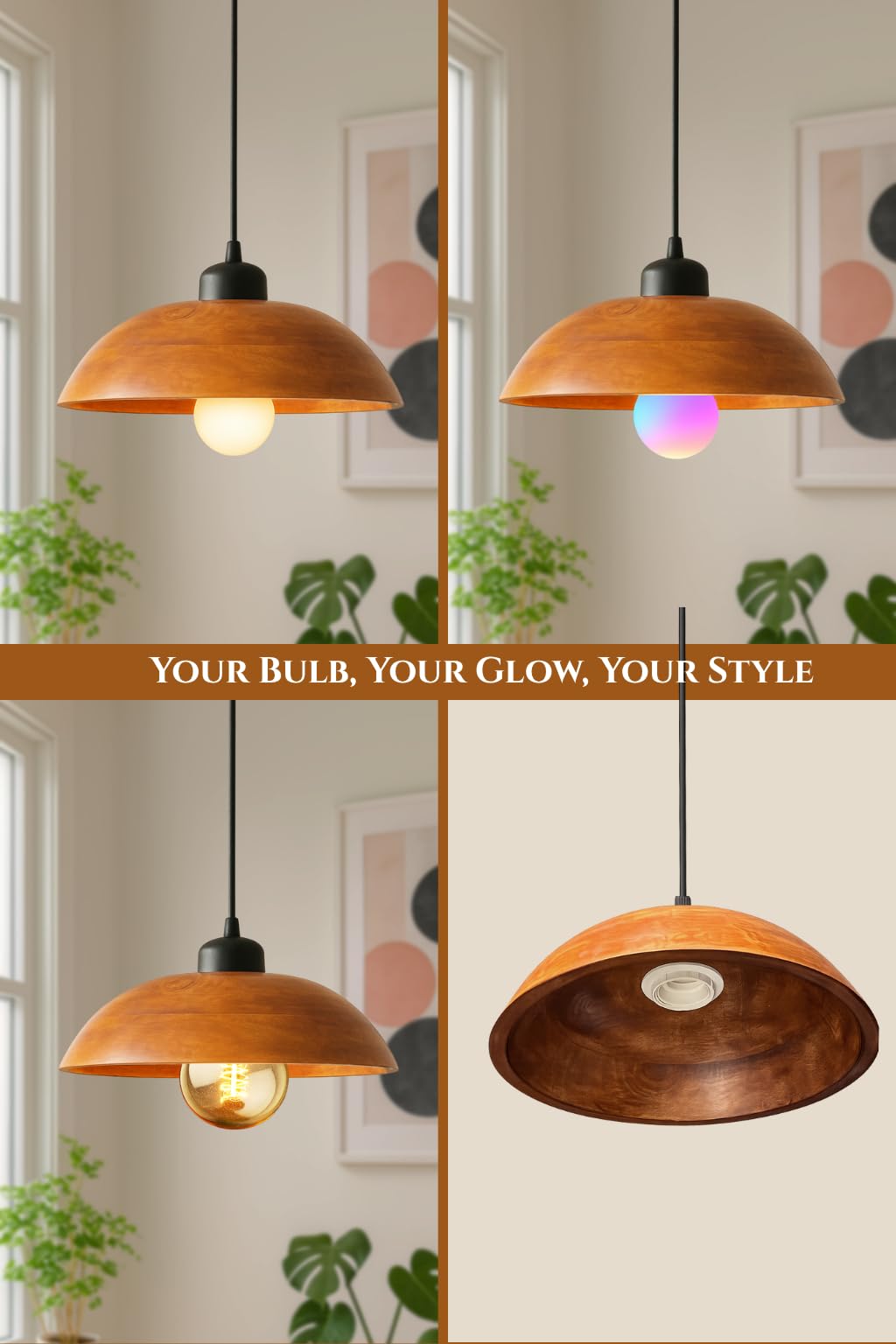 Wooden Hanging Lights for Living Room – Modern Chandelier Lights for Ceiling | Wood Finish Spindle Light for Living Room, Bedroom, Kitchen, Dining | Decorative Home Lighting