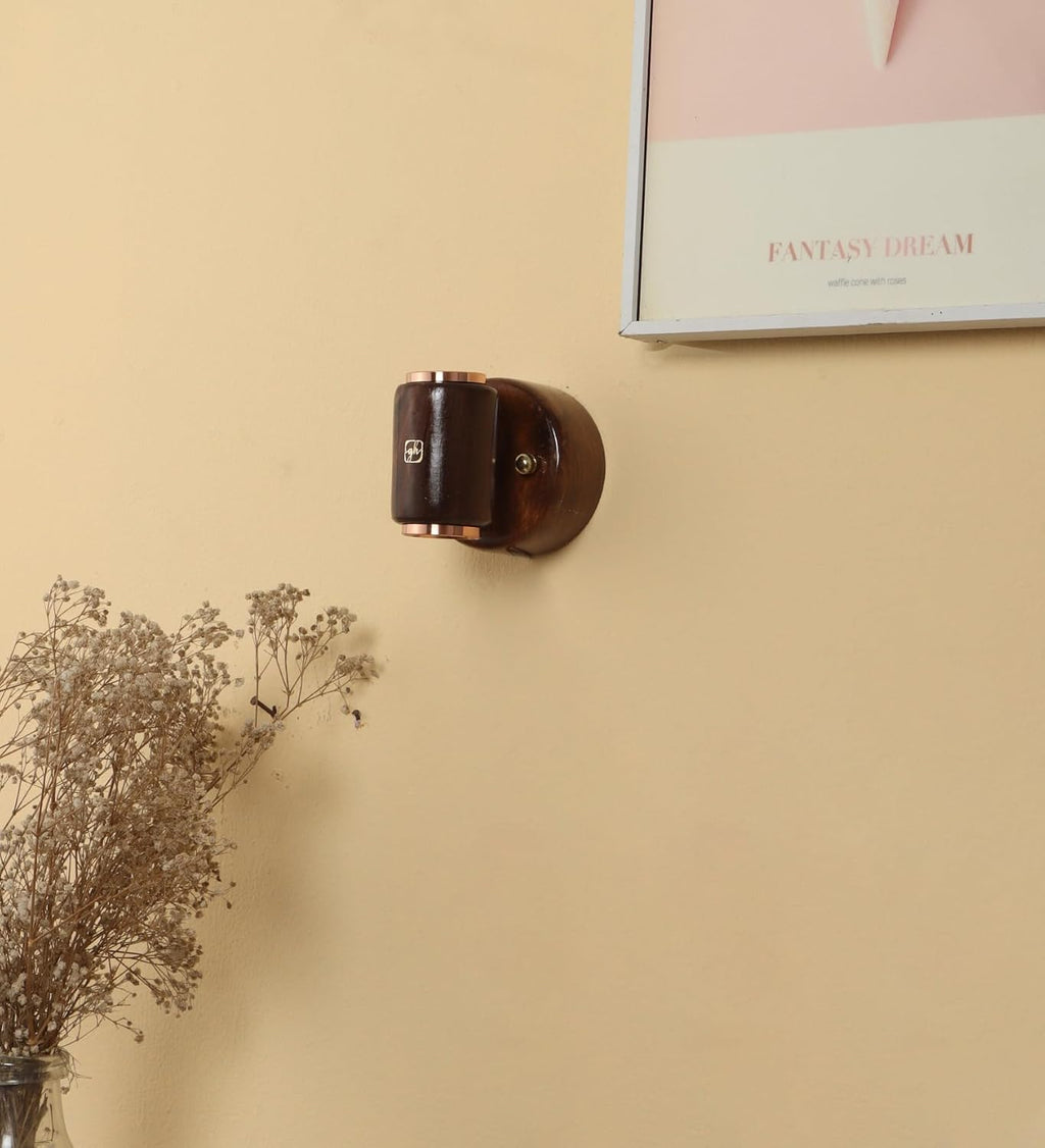 Green House Handmade Sheesham Wood Wall Light Lamp | 2 Way Light - UP/Down | 3W+3W Warm White LED | Modern Wooden Wall Sconce for Living Room, Bedroom, Staircase, Hallway Decor | Pack of 1