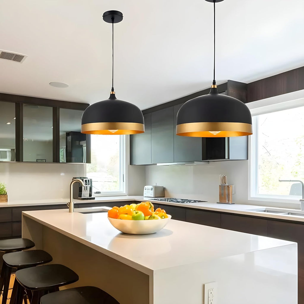 Morden Metallic Black and Golden Pendant Hanging Lamp, 10 inch, E-27 Holder, for Living Room (Without Bulb)