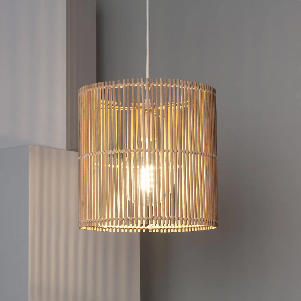 AKWAY Rattan Hanging lamp for Living Room | Bamboo Hanging Light for Bedroom | Cane Wicker Pendant lamp for Home Decoration (Bulb Not Included) (Bamboo Ceiling Lamp with Diffuser)