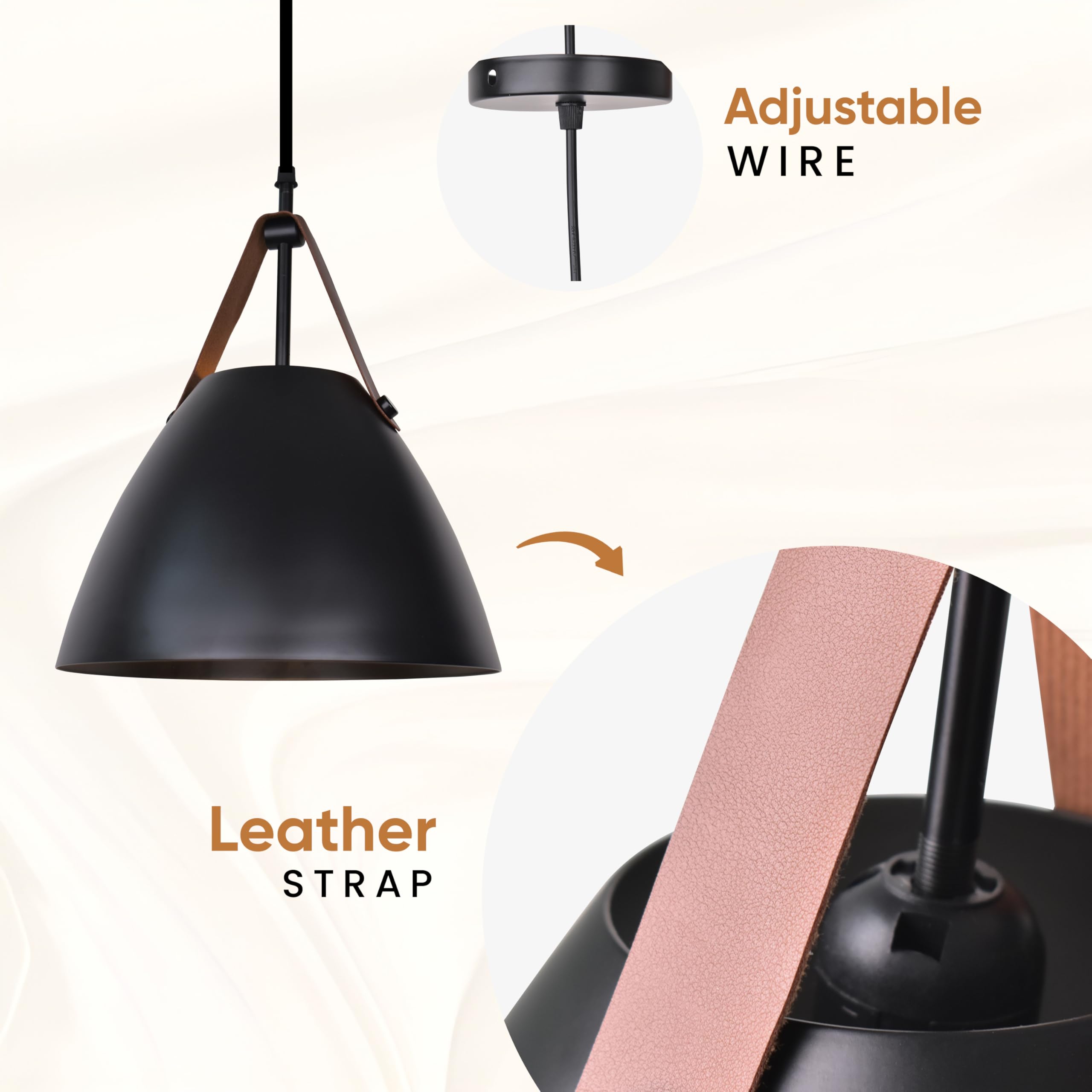 Smartway® - Black Genaro Hanging Ceiling Lamps Pendant Light for Bedroom| Living Room| Restaurants| Dining| Coffee Shop| Home and Office E27 Socket + (Bulb Not Included)