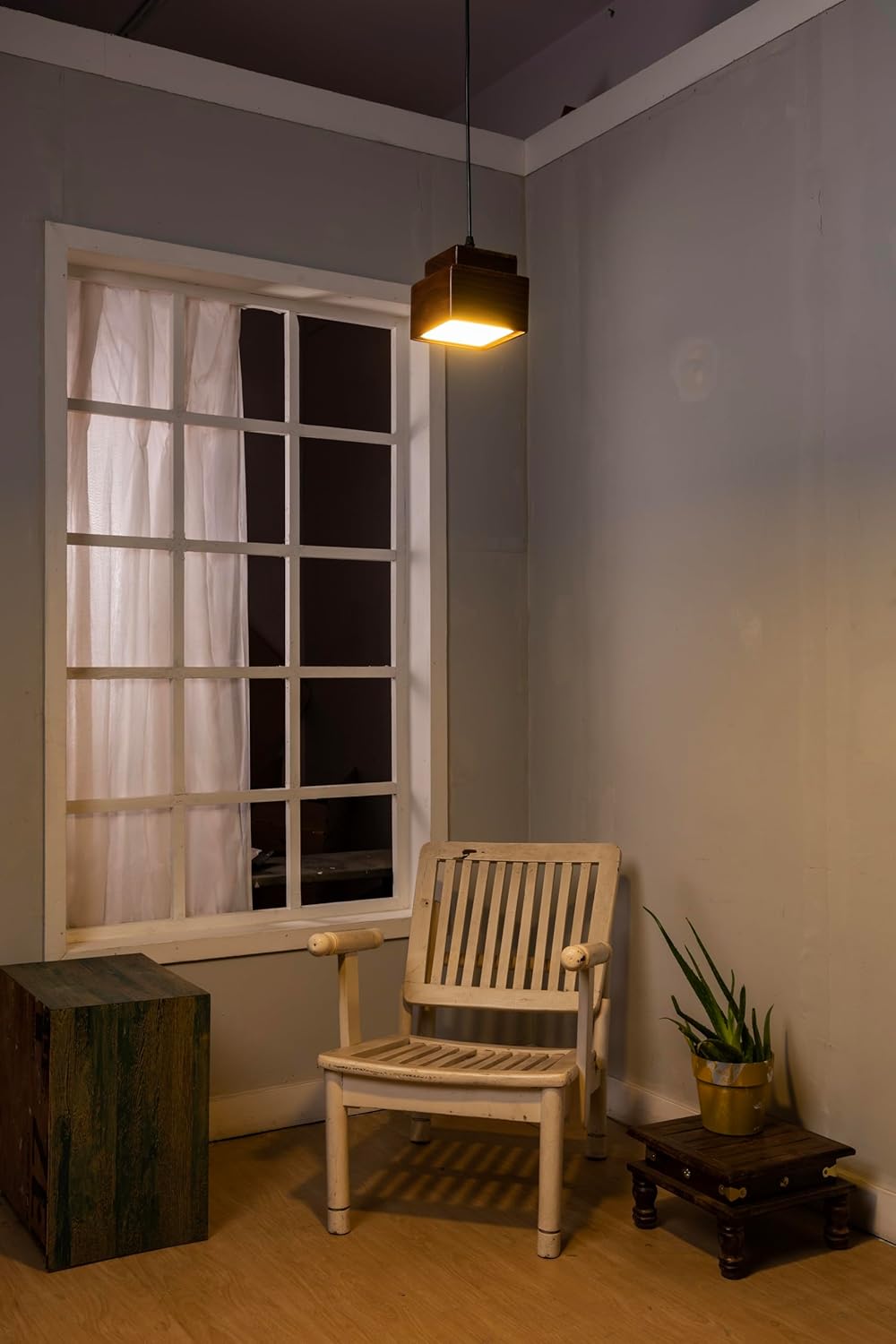 Green House Handmade Sheesham Wood Hanging Pendant Ceiling Jhumar Light | 10W Warm White LED | Aesthetic Luxurious Design |Decor Lighting for Bedroom, Living Room, Dining Room, Kitchen, Hall