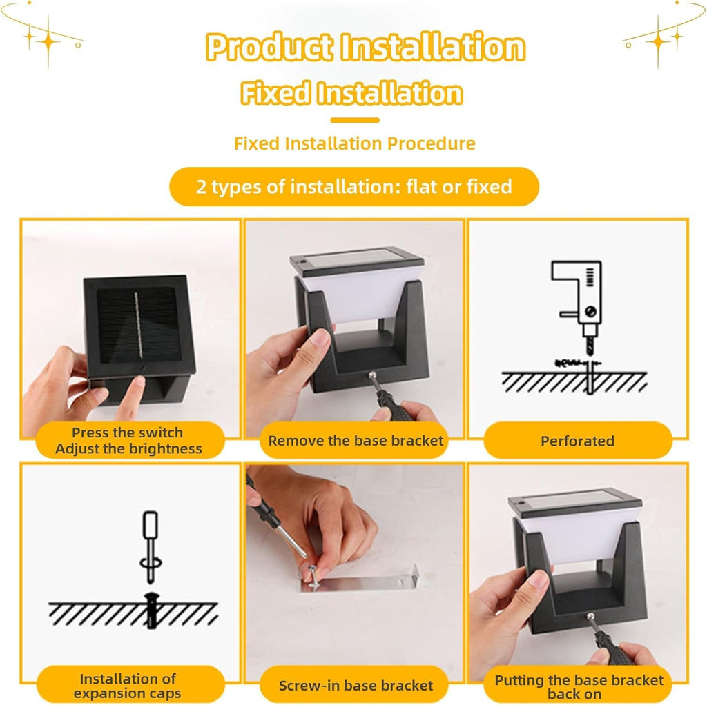 LITVERSE Abs Solar Post Pillar Light,10.5 cm Small Outdoor Waterproof Outdoor LED Post Cap Light for Garden,Patio,Deck & Pillar Decoration|2 Brightness Levels|Dusk to Dawn|Modern Design (1 Pack),Black