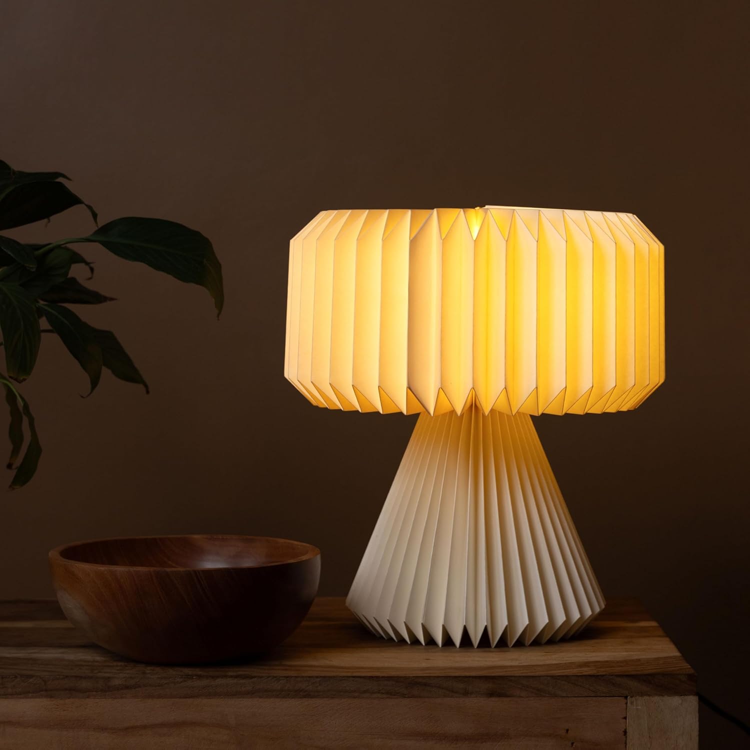 FIG Living Ori Table Lamp for Living Room Decoration, Bedroom, Study and Gifting | 32 cm Tall Origami Design Lampshade | Premium Laminated Paper - Dust and Water Resisant | Ambient Night Lamp