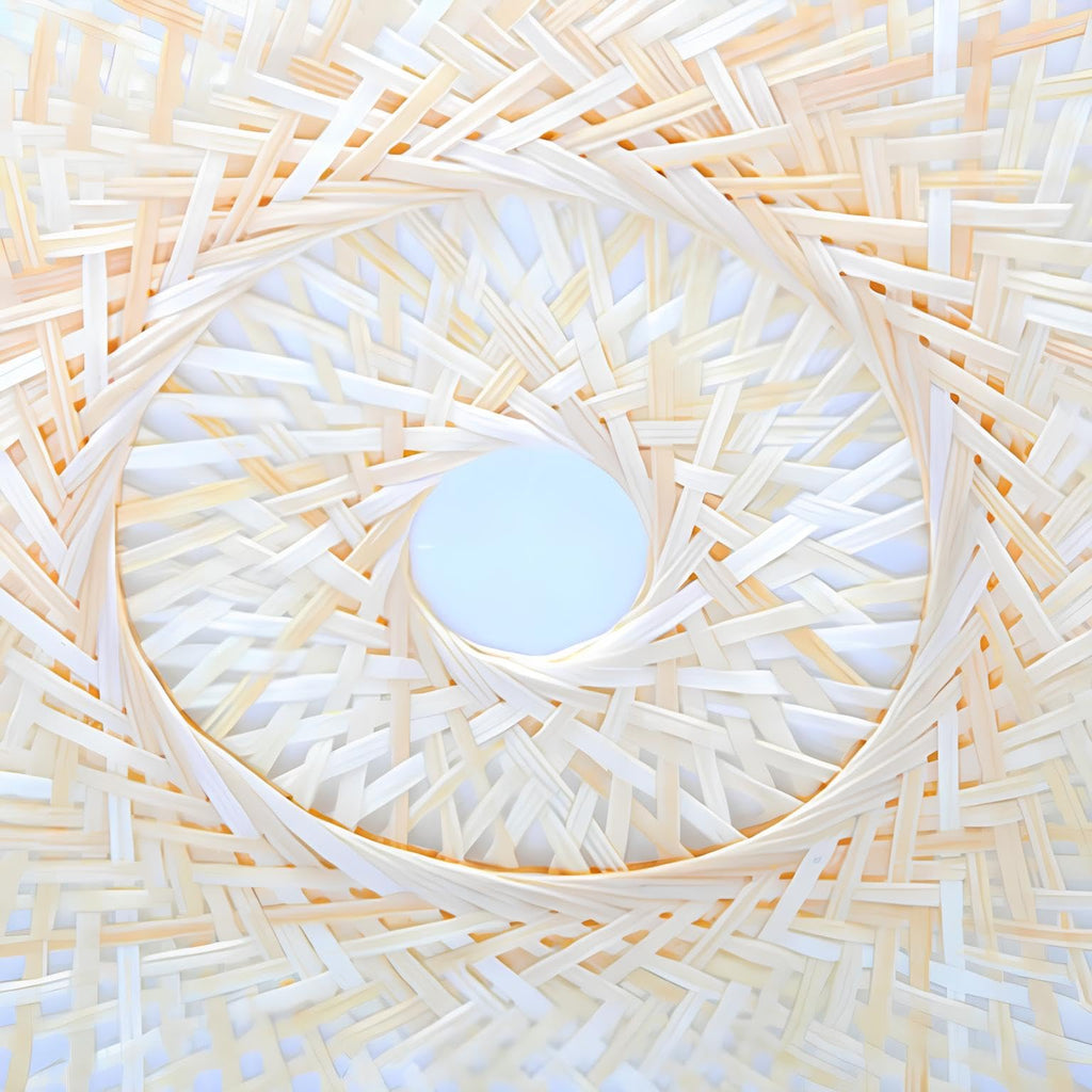 AKWAY Rattan Hanging lamp for Living Room | Bamboo Hanging Light for Bedroom | Cane Wicker Pendant lamp for Home Decoration (Bulb Not Included) (Bamboo Ceiling Lamp with Diffuser)