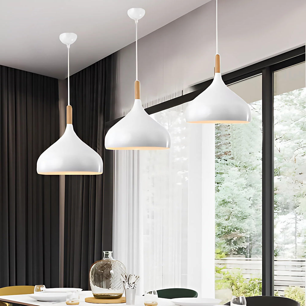 Aluminium Ceiling Light, Circular Shape Hanging Light for Dining Table, Living Room, Bedroom, Restaurant, Office, Cafe, White Pendant Lamp (White Pendant) (Pack of 1) (Without Bulb)