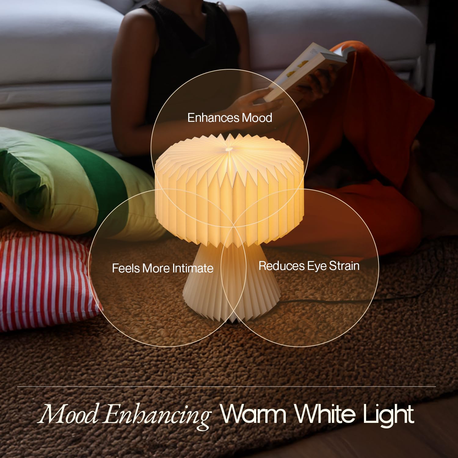 FIG Living Ori Table Lamp for Living Room Decoration, Bedroom, Study and Gifting | 32 cm Tall Origami Design Lampshade | Premium Laminated Paper - Dust and Water Resisant | Ambient Night Lamp