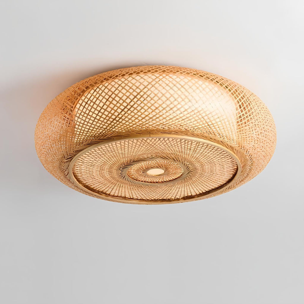 AKWAY Rattan Hanging lamp for Living Room | Bamboo Hanging Light for Bedroom | Cane Wicker Pendant lamp for Home Decoration (Bulb Not Included) (Bamboo Ceiling Lamp with Diffuser)