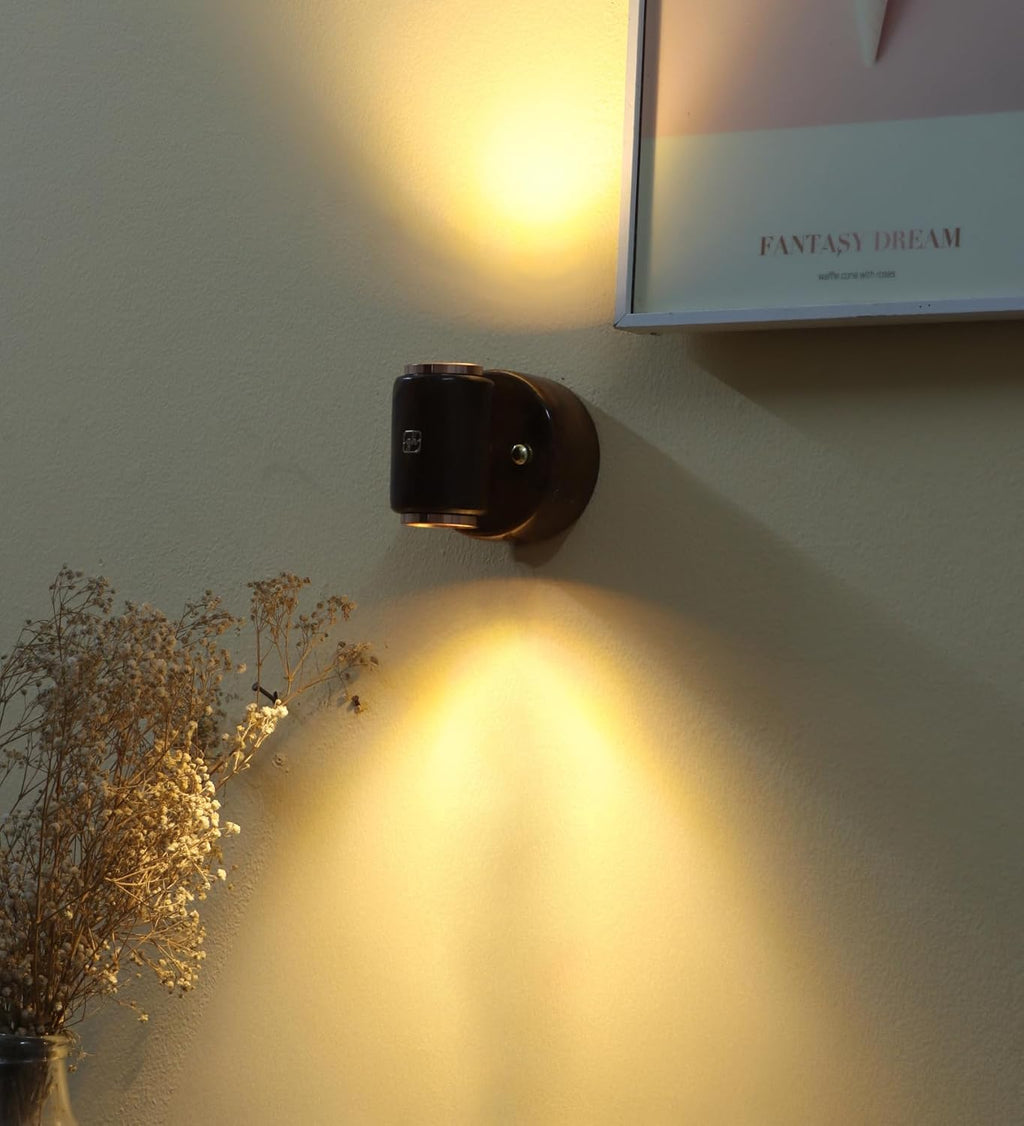 Green House Handmade Sheesham Wood Wall Light Lamp | 2 Way Light - UP/Down | 3W+3W Warm White LED | Modern Wooden Wall Sconce for Living Room, Bedroom, Staircase, Hallway Decor | Pack of 1