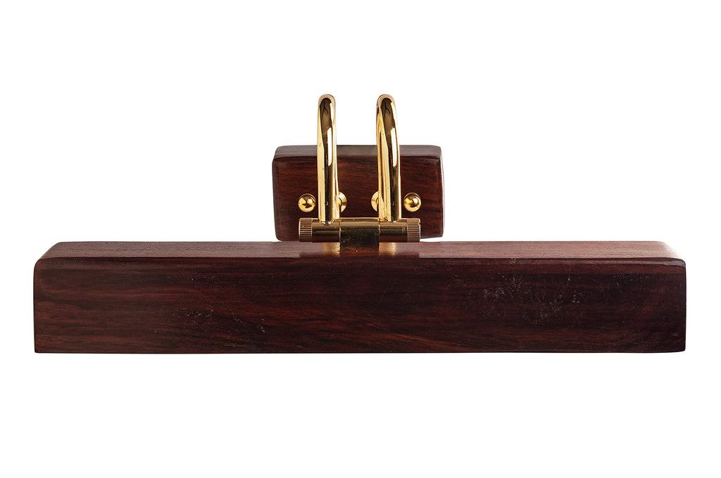 Green House Handmade Sheesham Wood Wall Light for Dressing Table/Mirror/Vanity/Bedroom/Bathroom/Living Room with 10W in-Built Tri-Colour LED/9 inches Wide/Gold Plated Brass Bands/Rivets/Moving Set