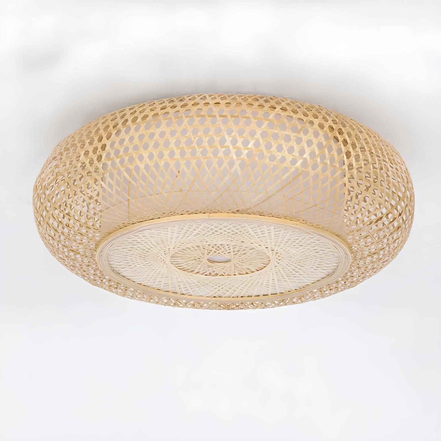 AKWAY Rattan Hanging lamp for Living Room | Bamboo Hanging Light for Bedroom | Cane Wicker Pendant lamp for Home Decoration (Bulb Not Included) (Bamboo Ceiling Lamp with Diffuser)