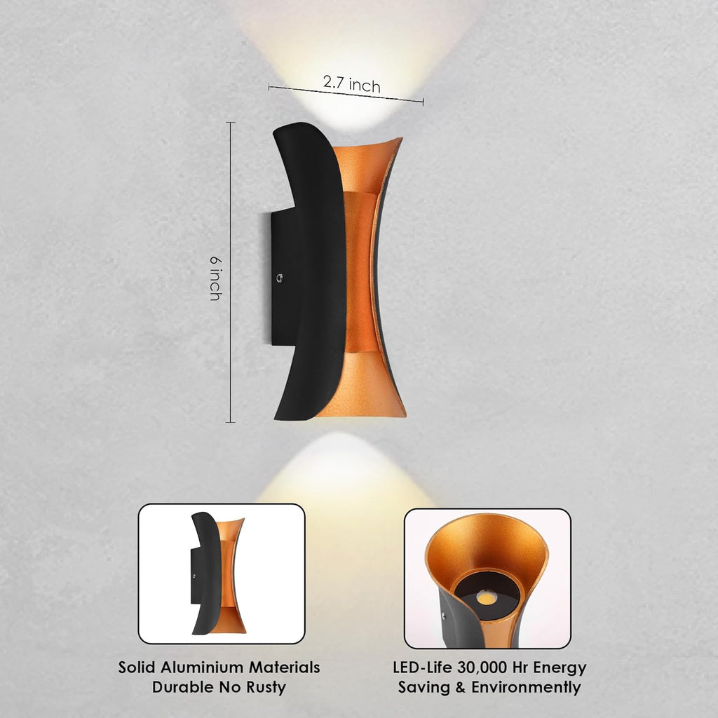 Gesto 10W Waterproof Led Wall Light for Home Decoration – Up Down 2-Way LED Wall Lamp | IP65 Outdoor Fancy Wall Lights for Balcony,Gate,Elevation,Garden,Patio | Decorative Wall Mount Light -Pack of 1