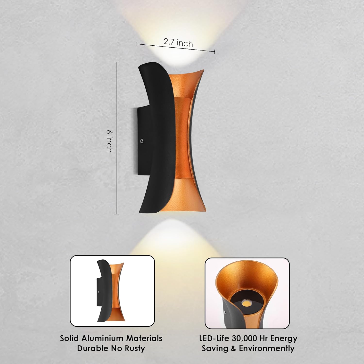 Gesto 10W Waterproof Led Wall Light for Home Decoration – Up Down 2-Way LED Wall Lamp | IP65 Outdoor Fancy Wall Lights for Balcony,Gate,Elevation,Garden,Patio | Decorative Wall Mount Light -Pack of 1