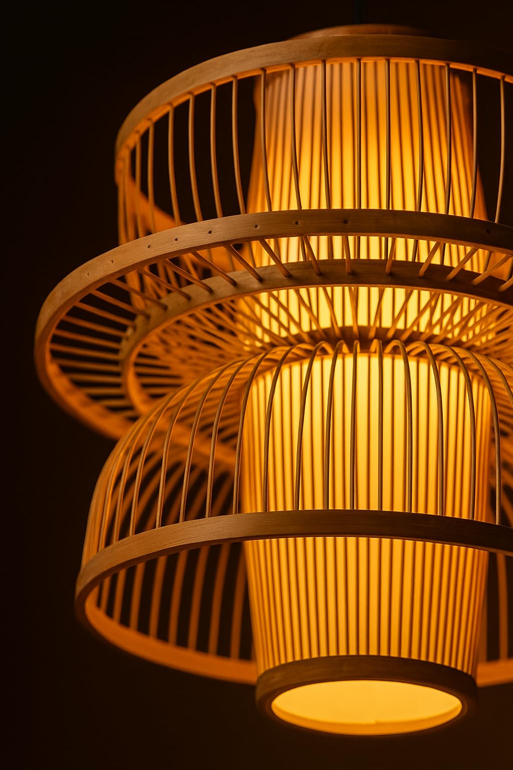 AKWAY Rattan Hanging lamp for Living Room | Bamboo Hanging Light for Bedroom | Cane Wicker Pendant lamp for Home Decoration (Bulb Not Included) (Bamboo Ceiling Lamp with Diffuser)