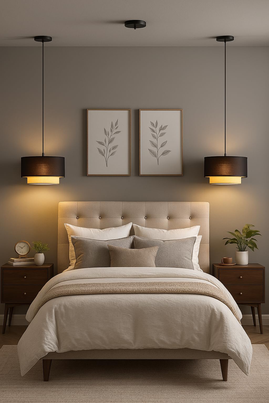 AKWAY Jute Hanging Lamp | Boho Ceiling Lamp for Bedroom, Living Room | Natural Jute Pendant Light | Perfect for Living Room, Dining Room or Office Lighting (16" D x 10" H) - Keya