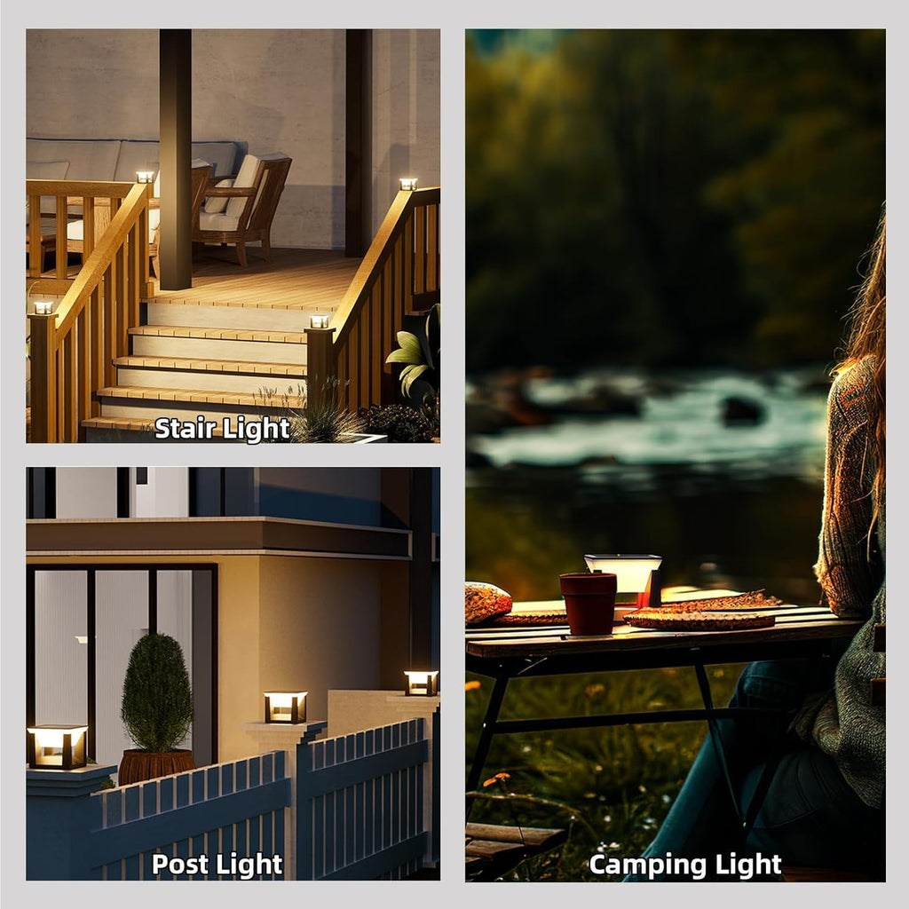 LITVERSE Abs Solar Post Pillar Light,10.5 cm Small Outdoor Waterproof Outdoor LED Post Cap Light for Garden,Patio,Deck & Pillar Decoration|2 Brightness Levels|Dusk to Dawn|Modern Design (1 Pack),Black