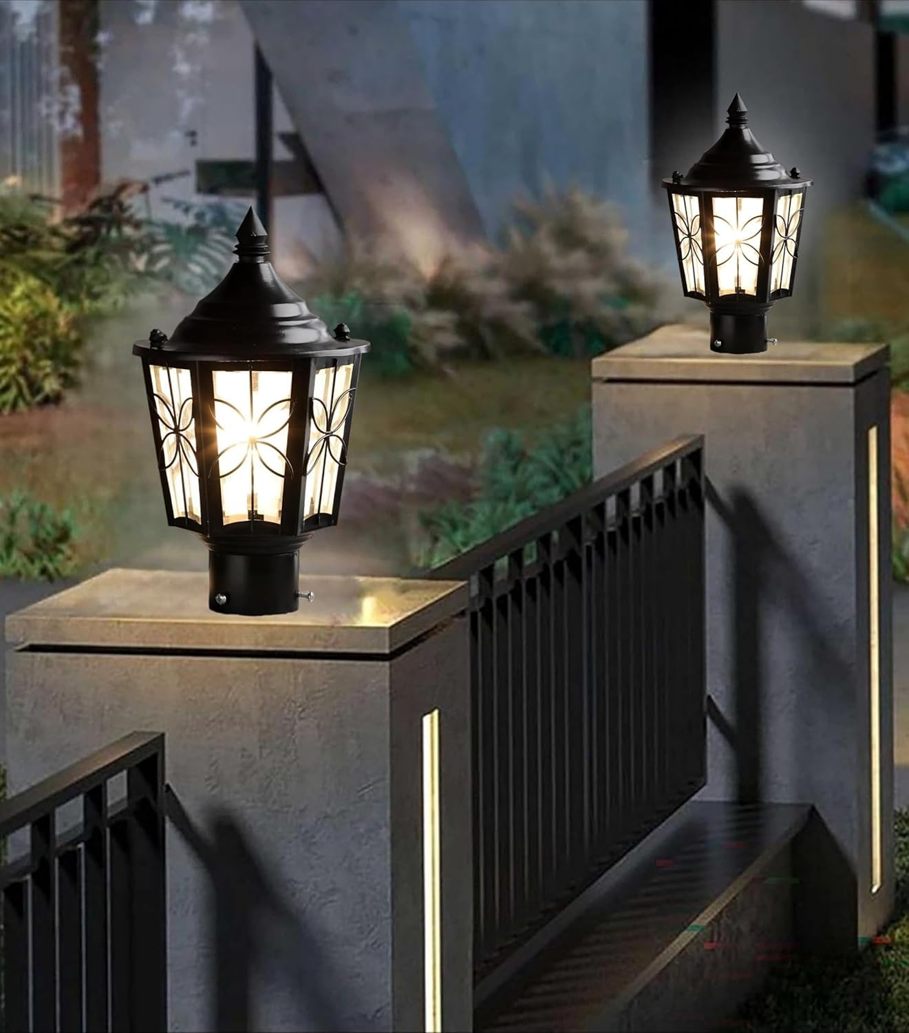 Outdoor Gate Light – Waterproof LED Pillar Lamp in Grey Finish Ideal for Entrance & Boundary (Pack of 2)