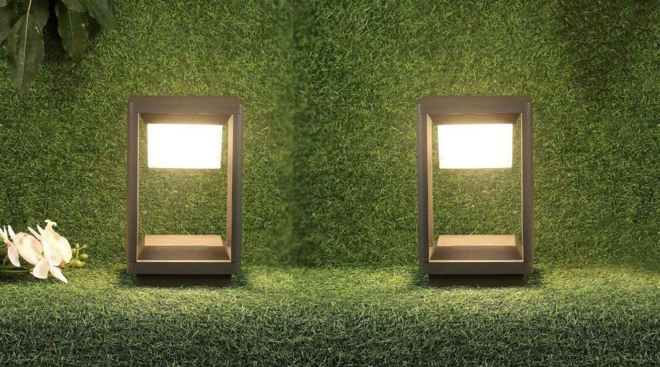 Outdoor Gate Light – Waterproof LED Pillar Lamp in Grey Finish Ideal for Entrance & Boundary (Pack of 2)