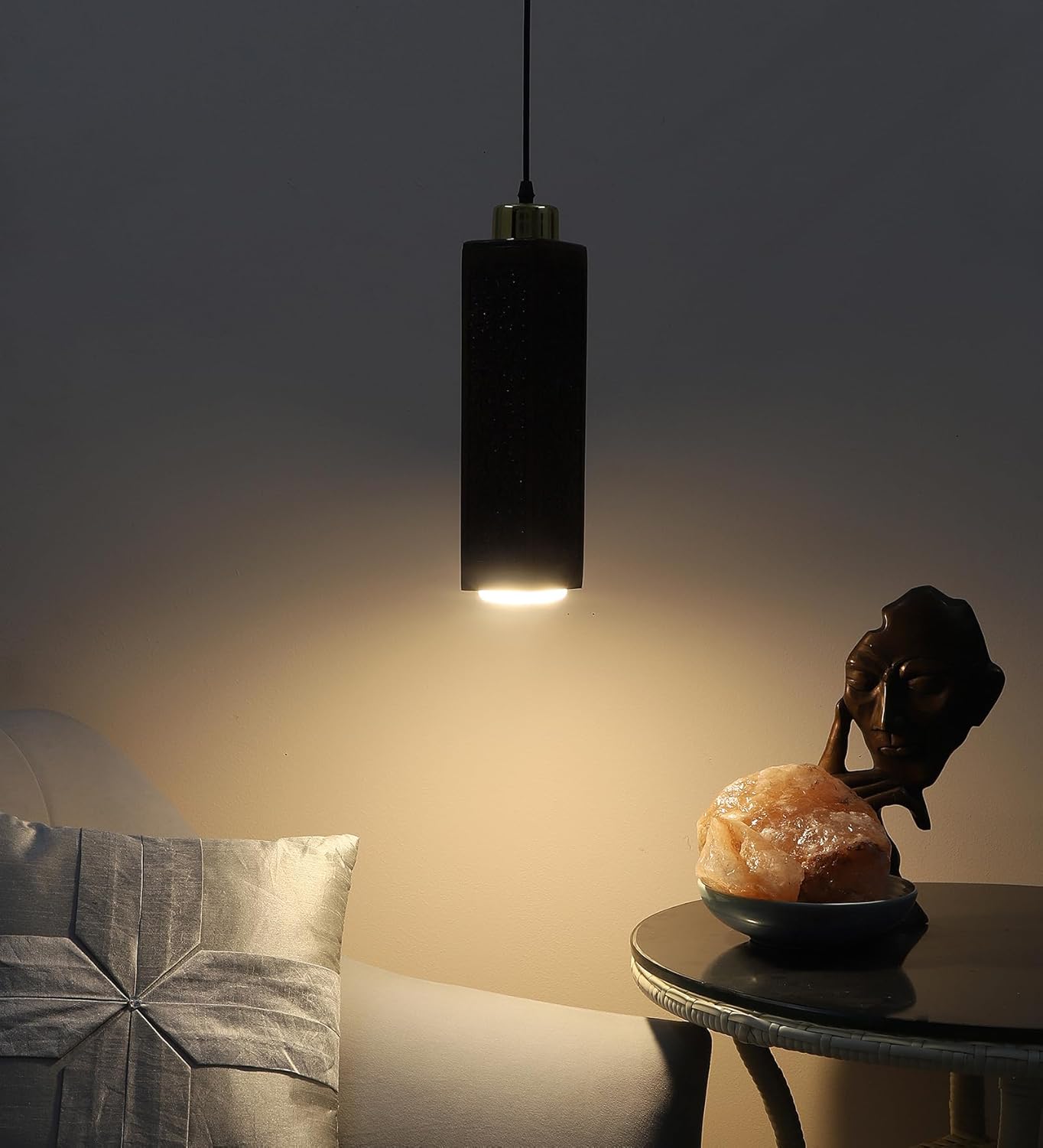 Green House Fully Handmade Sheesham Wood Hanging/Ceiling/Pendant Light | Intricate Carving | 9W in-Built Warm White LED | Brass Rivets | Perfect for Bedroom, Kitchen, Dining Room, Hallway