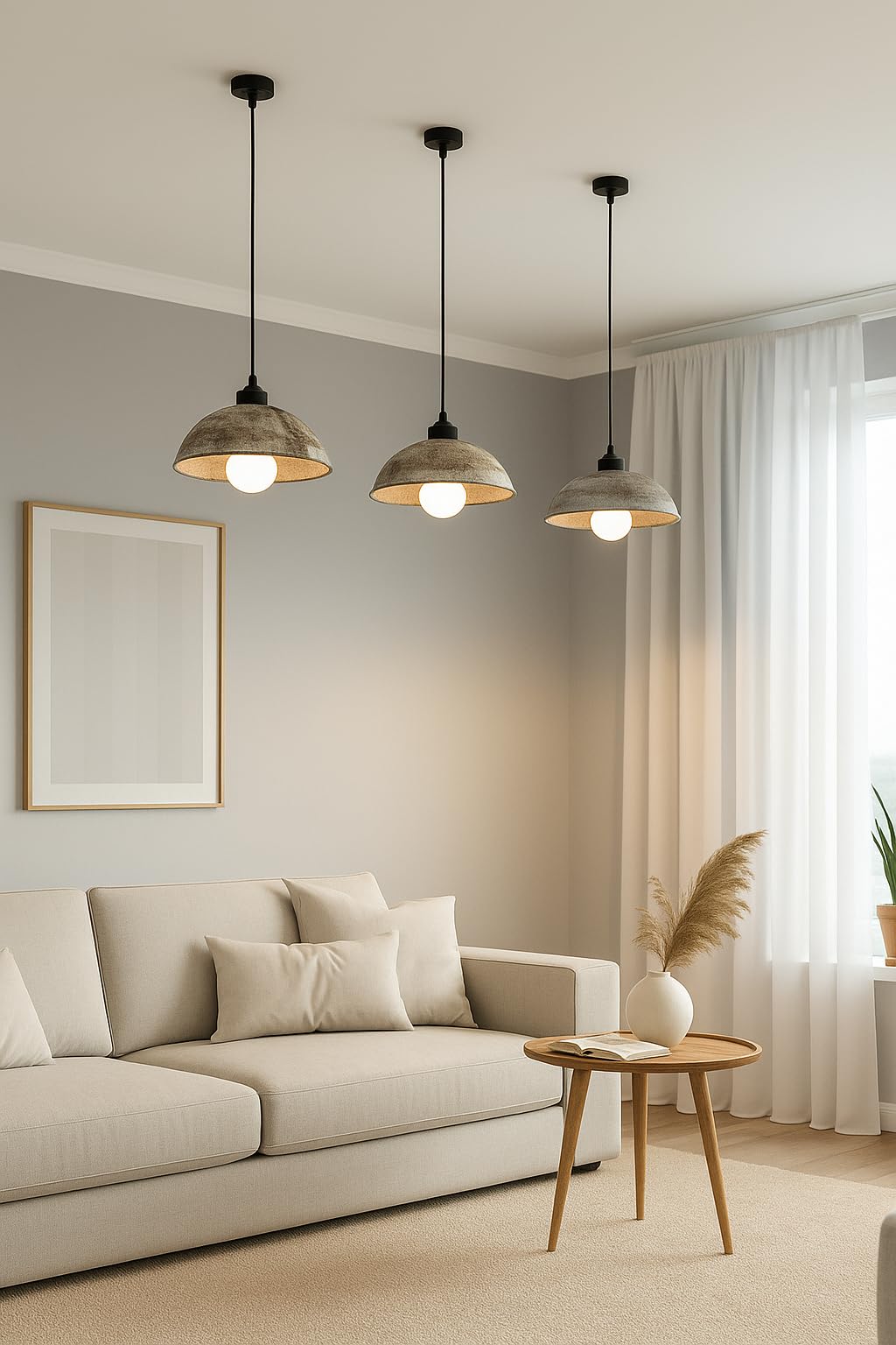 Wooden Hanging Lights for Living Room | Handcrafted Walnut Finish Ceiling Hanging Lamp | Adjustable Cord | Elegant Pendant Lights for Bedroom, Kitchen & Balcony Décor (LARGE-10 INCH)