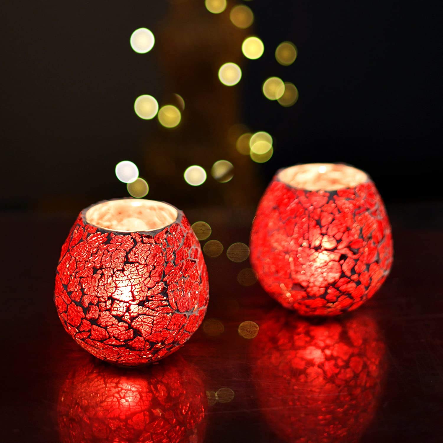 Homesake® Wall Candle Sconce Set of 2 Wrought Iron Candle Holder Hanging Wall Mounted Candle Sconces for Living Room Home Decor, Black with Glass and Free T-Light Candles (Eye Yellow Gold)