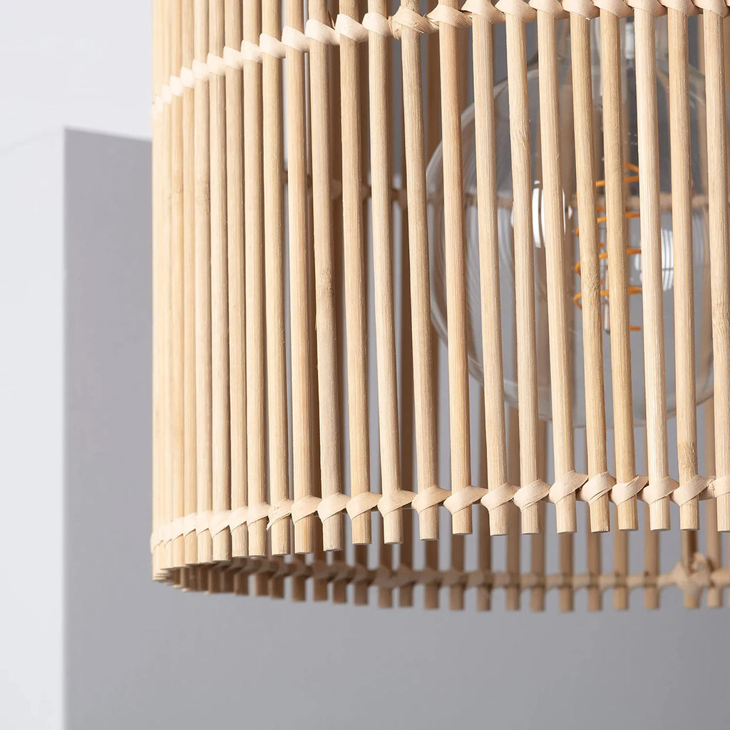 AKWAY Rattan Hanging lamp for Living Room | Bamboo Hanging Light for Bedroom | Cane Wicker Pendant lamp for Home Decoration (Bulb Not Included) (Bamboo Ceiling Lamp with Diffuser)