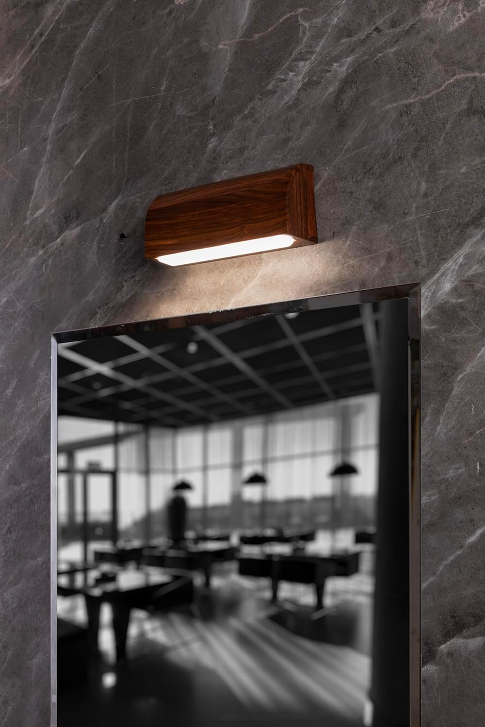 Green House Handmade Sheesham Wood Wall Lamp | Picture/Dressing/Mirror/Vanity/Washbasin/Focus Light | 10W Tri-Colour LED | 9 Inches Wide | Home Decor Lighting for Bedroom, Living Room