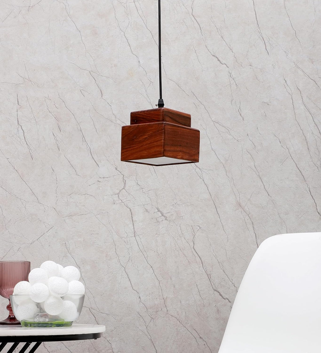 Green House Handmade Sheesham Wood Hanging Pendant Ceiling Jhumar Light | 10W Warm White LED | Aesthetic Luxurious Design |Decor Lighting for Bedroom, Living Room, Dining Room, Kitchen, Hall