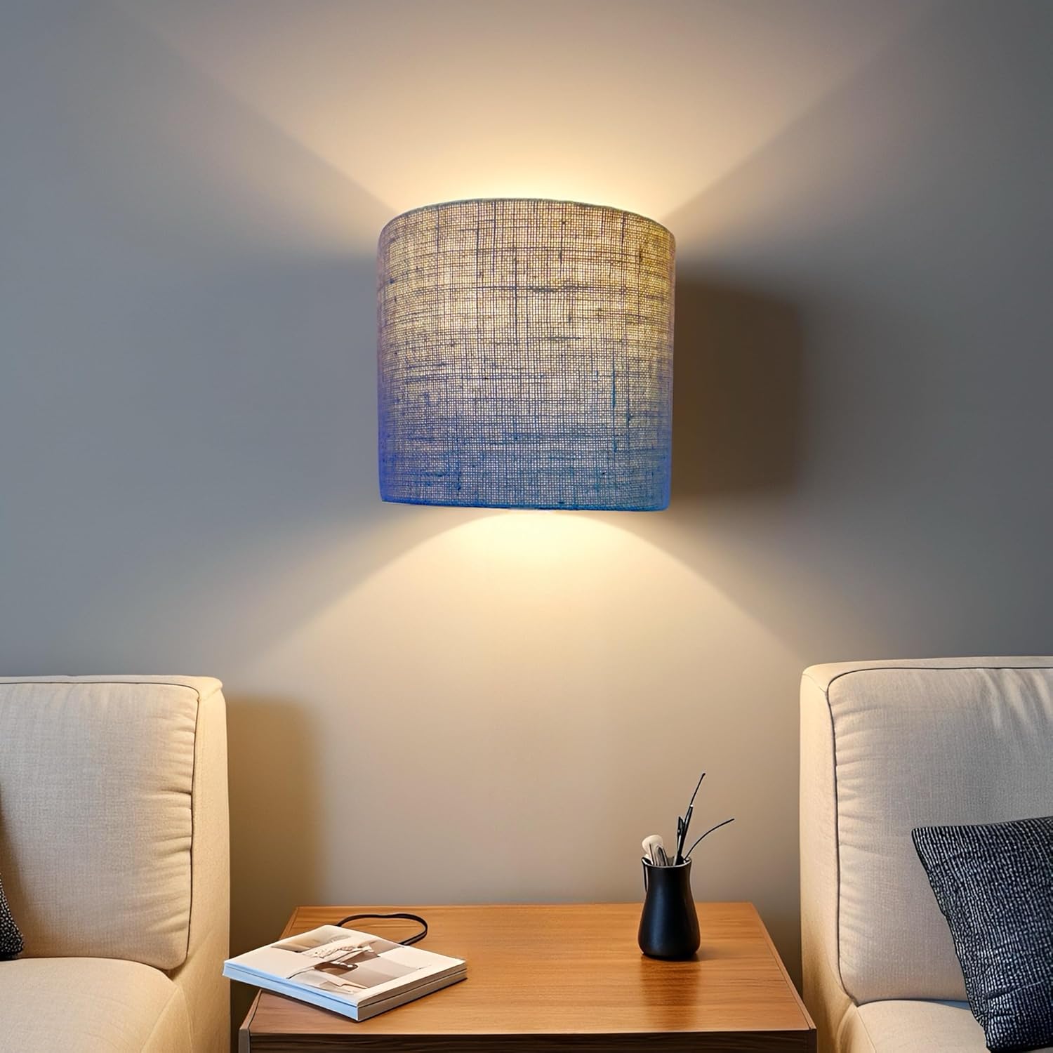 Handicraft Wall Lamp, Wall Lamps for Living Room and Home Plug-in Wall Sconce Lighting for Bedroom Bedside, Living Room, Kitchen, Hallway, Wall Mounted Light Fixtures (Jute)