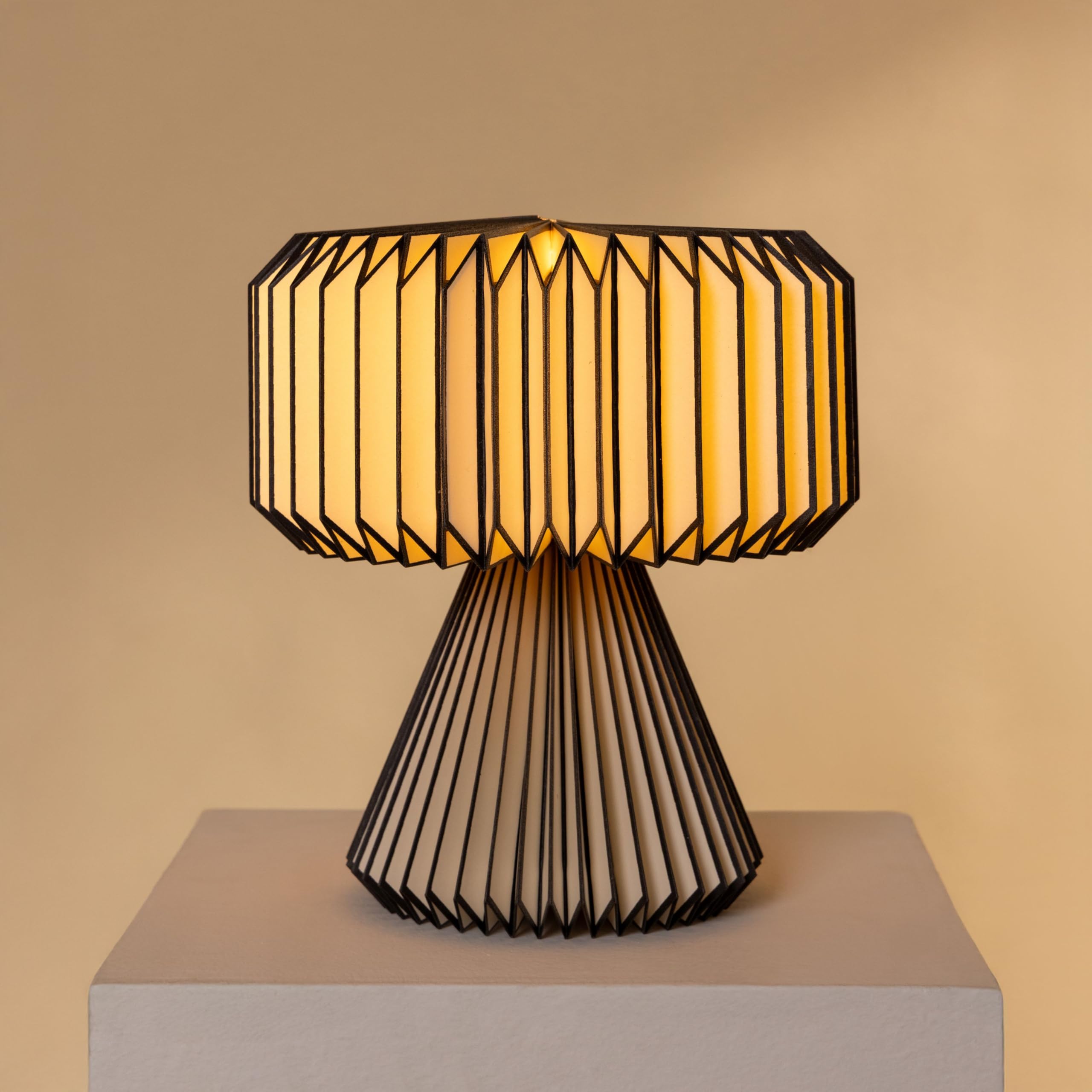 FIG Living Ori Table Lamp for Living Room Decoration, Bedroom, Study and Gifting | 32 cm Tall Origami Design Lampshade | Premium Laminated Paper - Dust and Water Resisant | Ambient Night Lamp