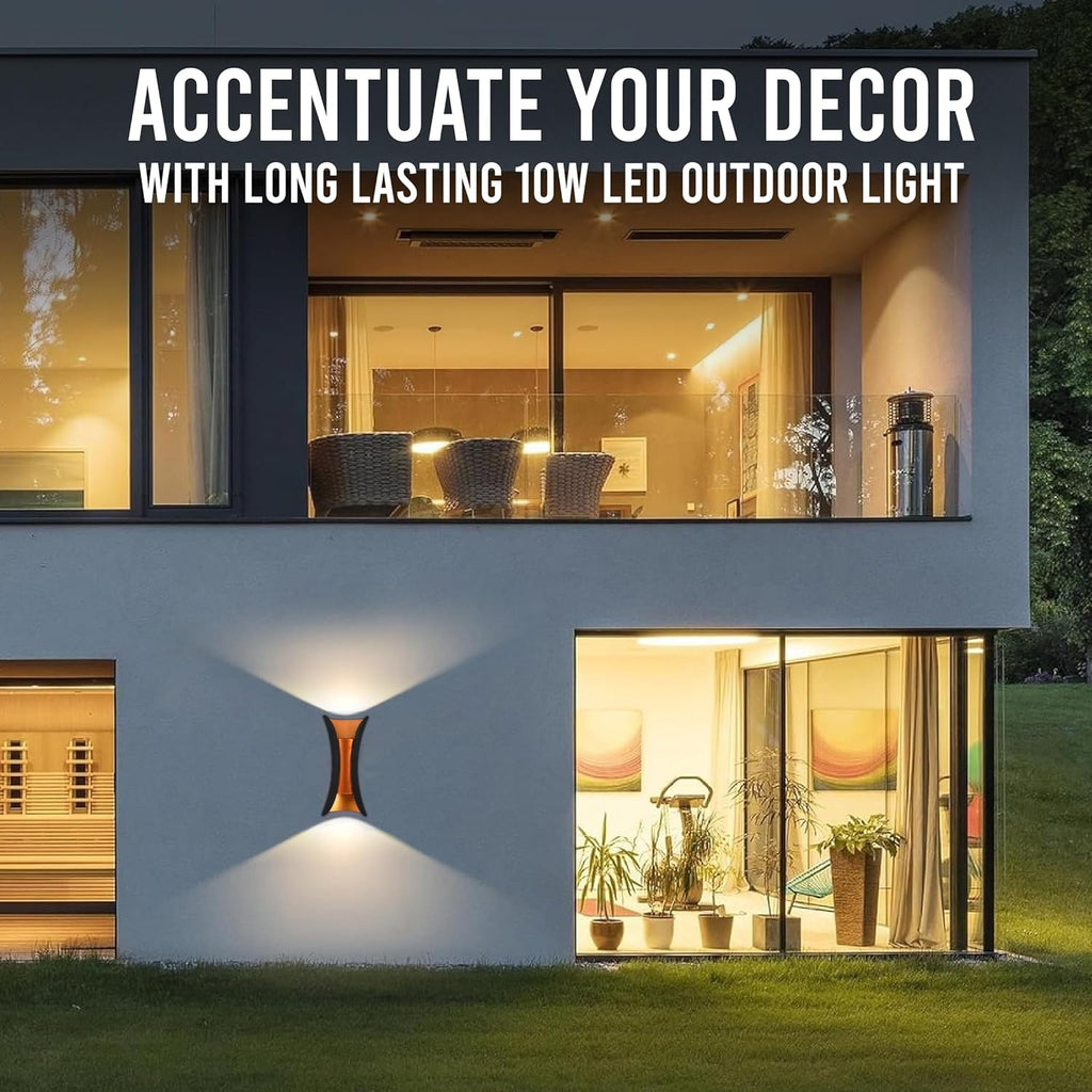 Gesto 10W Waterproof Led Wall Light for Home Decoration – Up Down 2-Way LED Wall Lamp | IP65 Outdoor Fancy Wall Lights for Balcony,Gate,Elevation,Garden,Patio | Decorative Wall Mount Light -Pack of 1