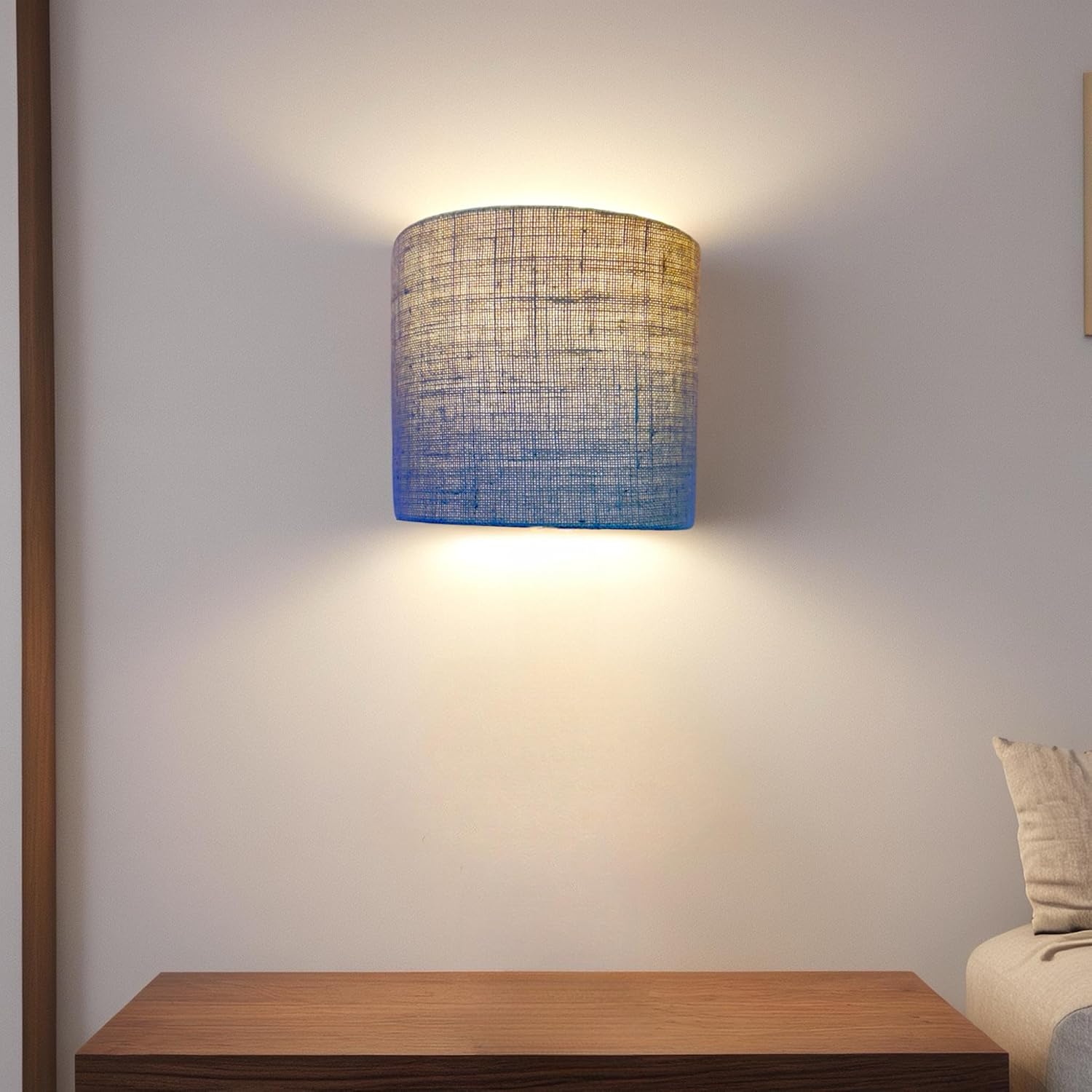 Handicraft Wall Lamp, Wall Lamps for Living Room and Home Plug-in Wall Sconce Lighting for Bedroom Bedside, Living Room, Kitchen, Hallway, Wall Mounted Light Fixtures (Jute)