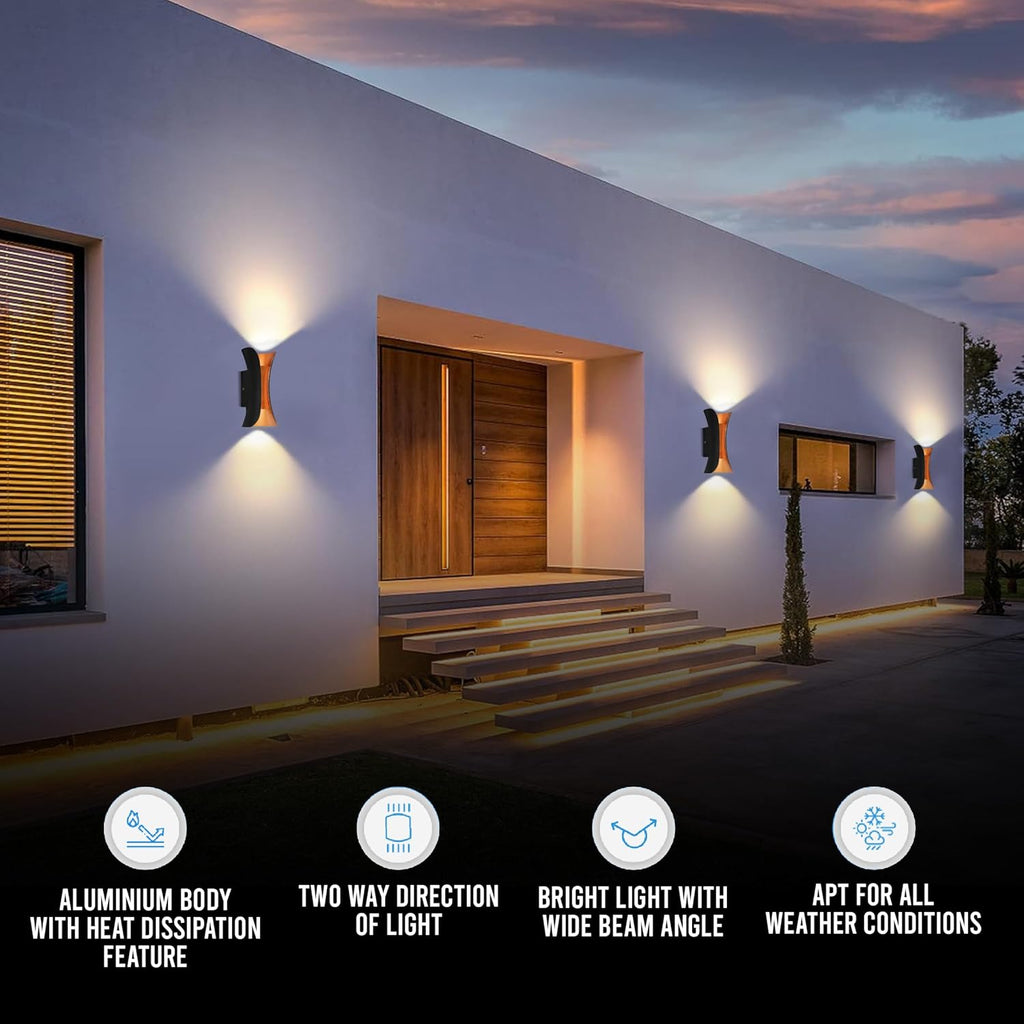 Gesto 10W Waterproof Led Wall Light for Home Decoration – Up Down 2-Way LED Wall Lamp | IP65 Outdoor Fancy Wall Lights for Balcony,Gate,Elevation,Garden,Patio | Decorative Wall Mount Light -Pack of 1