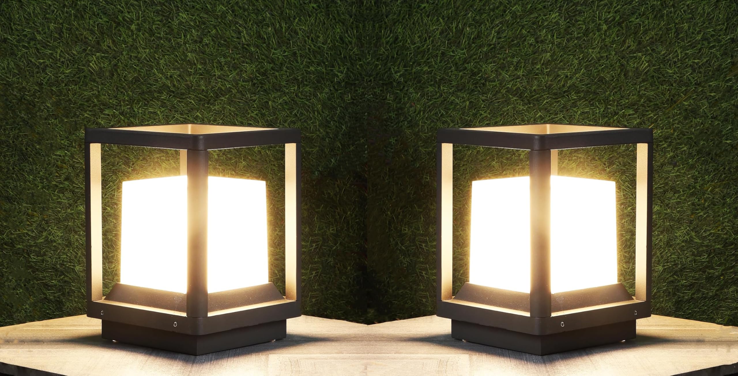 Outdoor Gate Light – Waterproof LED Pillar Lamp in Grey Finish Ideal for Entrance & Boundary (Pack of 2)