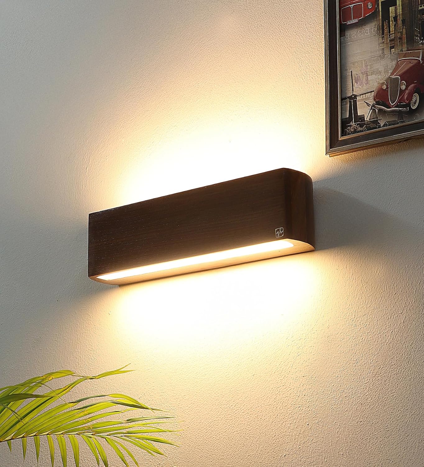 Green House Handmade Luxurious Handmade Sheesham Wood Up-Down 2 Way Wall Light Lamp | 10W Warm White LED | Living Room | Bedroom | Hall | Dining Room | 1-Year Replacement Warranty