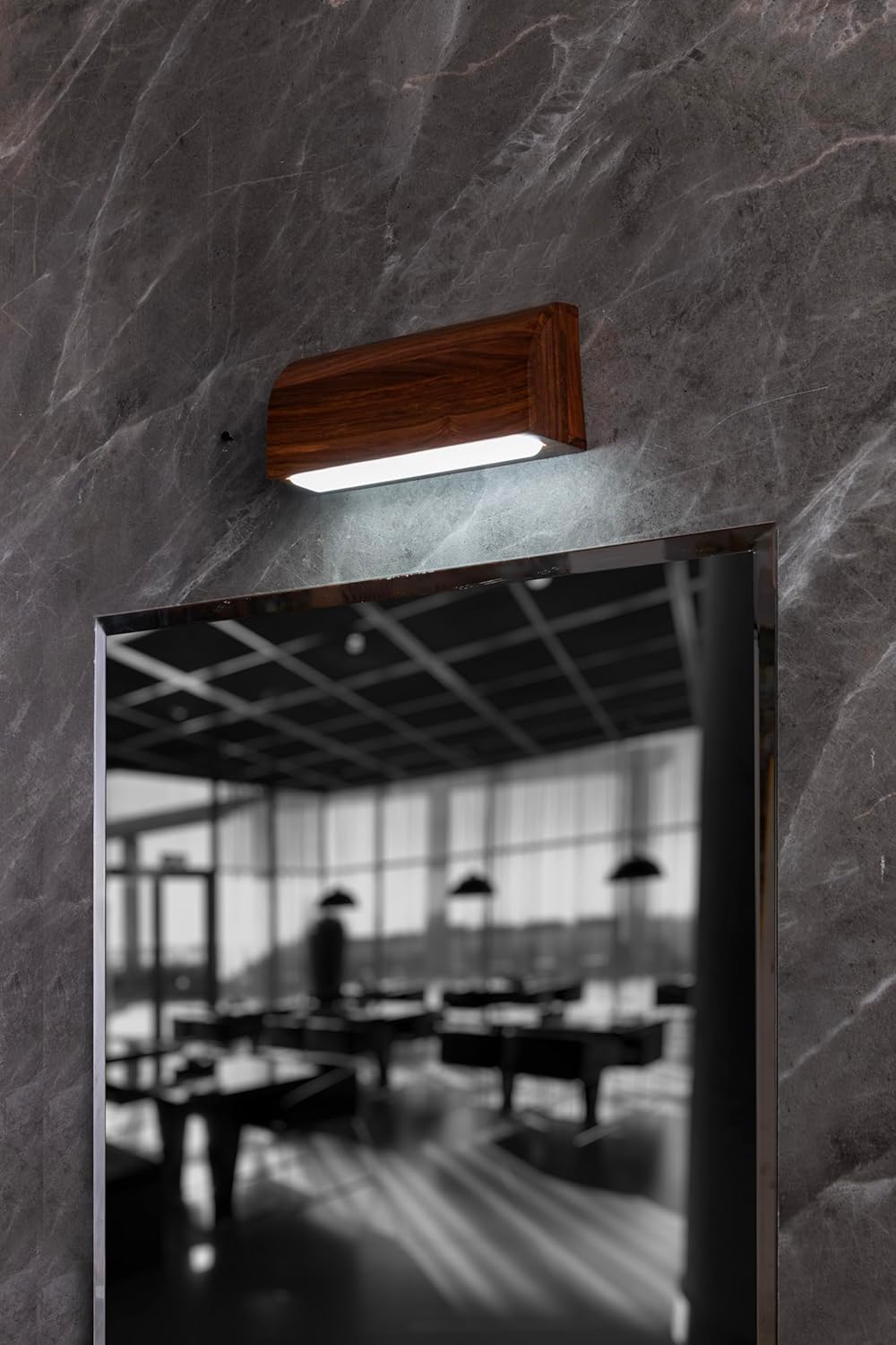 Green House Handmade Sheesham Wood Wall Lamp | Picture/Dressing/Mirror/Vanity/Washbasin/Focus Light | 10W Tri-Colour LED | 9 Inches Wide | Home Decor Lighting for Bedroom, Living Room