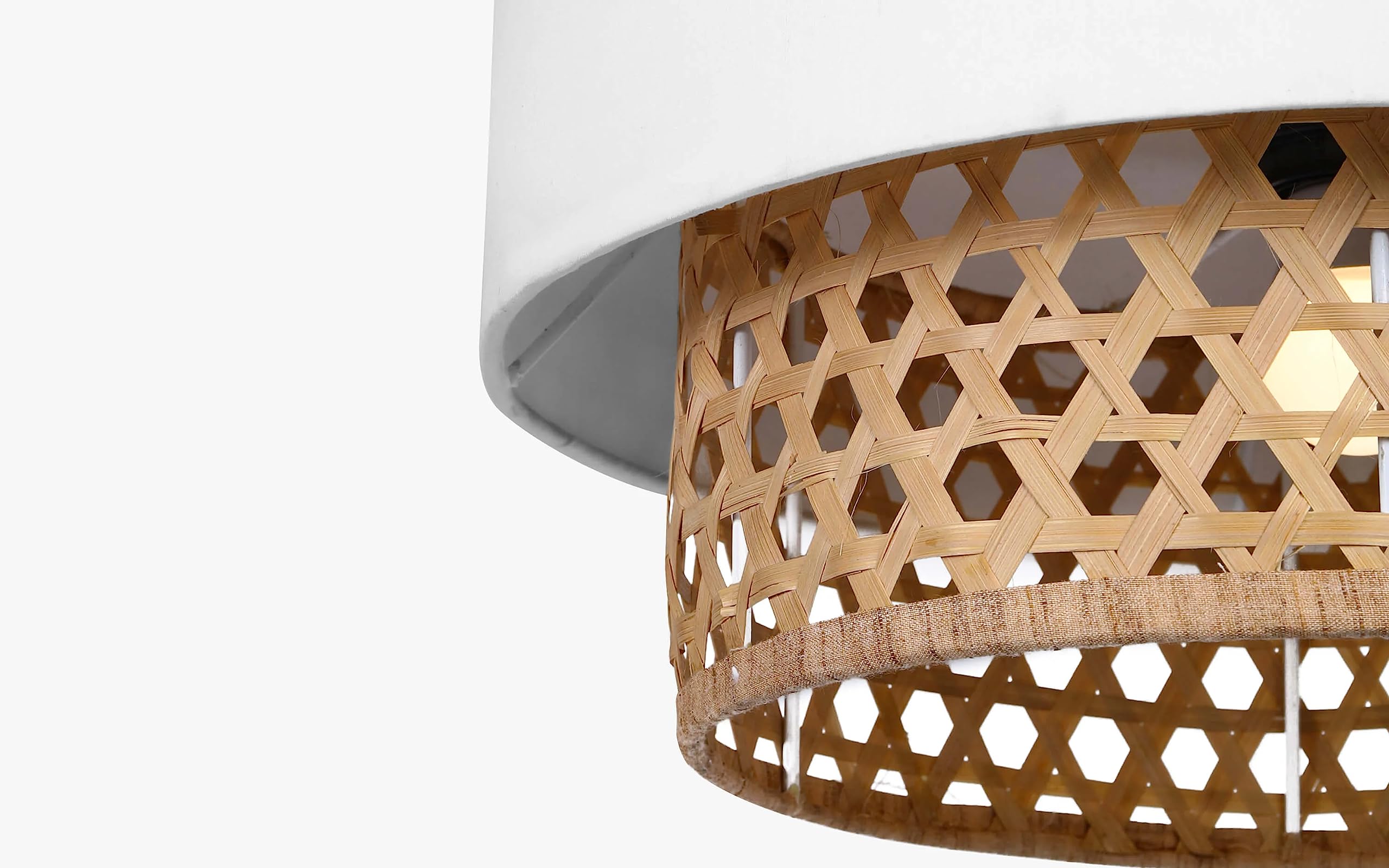 AKWAY Rattan Hanging lamp for Living Room | Bamboo Hanging Light for Bedroom | Cane Wicker Pendant lamp for Home Decoration (Bulb Not Included) (Bamboo Ceiling Lamp with Diffuser)