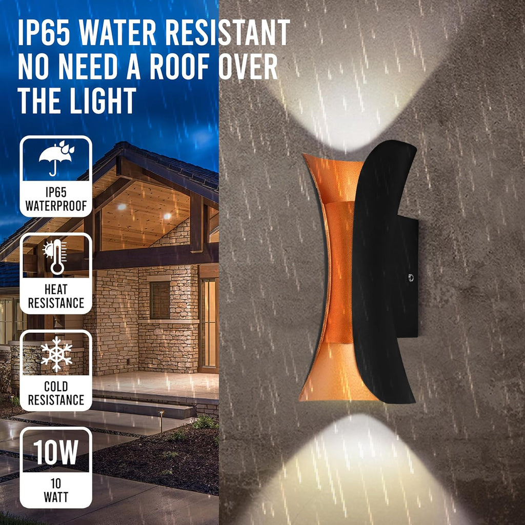 Gesto 10W Waterproof Led Wall Light for Home Decoration – Up Down 2-Way LED Wall Lamp | IP65 Outdoor Fancy Wall Lights for Balcony,Gate,Elevation,Garden,Patio | Decorative Wall Mount Light -Pack of 1