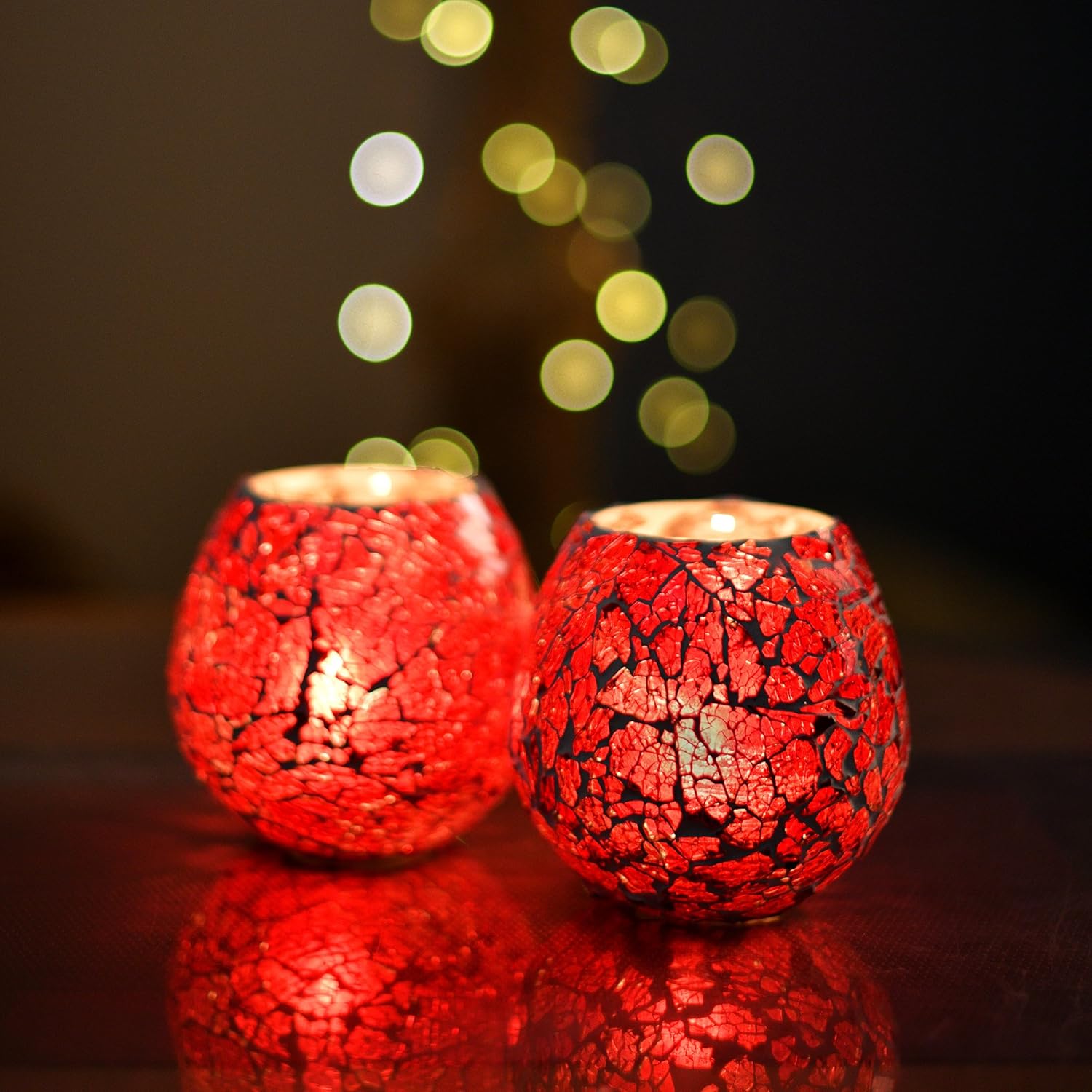 Homesake® Wall Candle Sconce Set of 2 Wrought Iron Candle Holder Hanging Wall Mounted Candle Sconces for Living Room Home Decor, Black with Glass and Free T-Light Candles (Eye Yellow Gold)