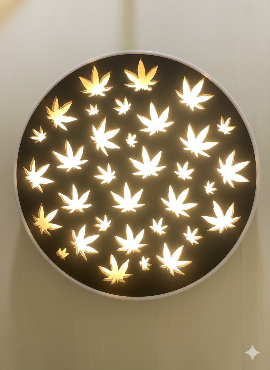 wall decor wooden led light in leaf design