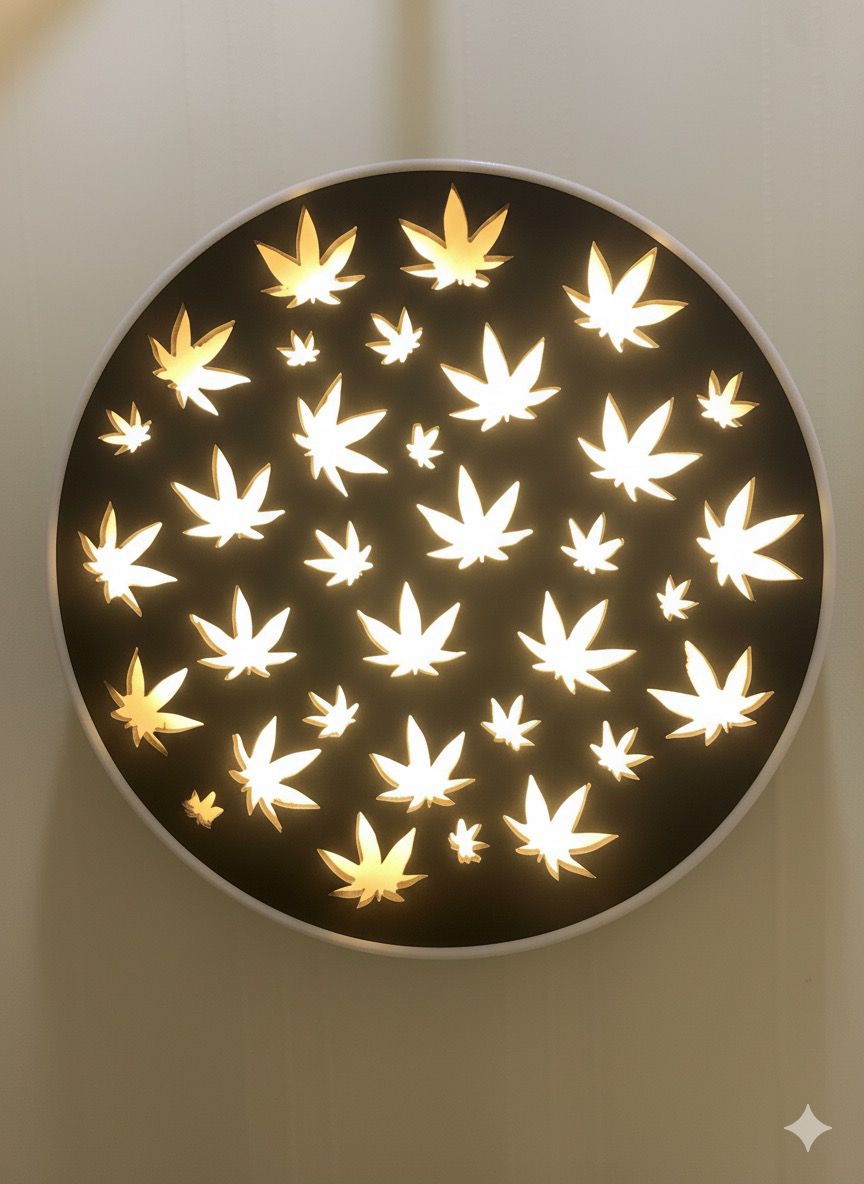 wall decor wooden led light in leaf design