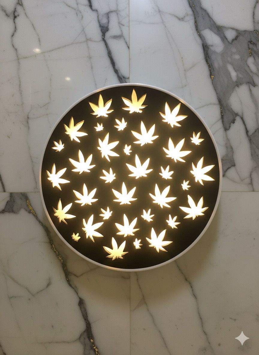 wall decor wooden led light in leaf design