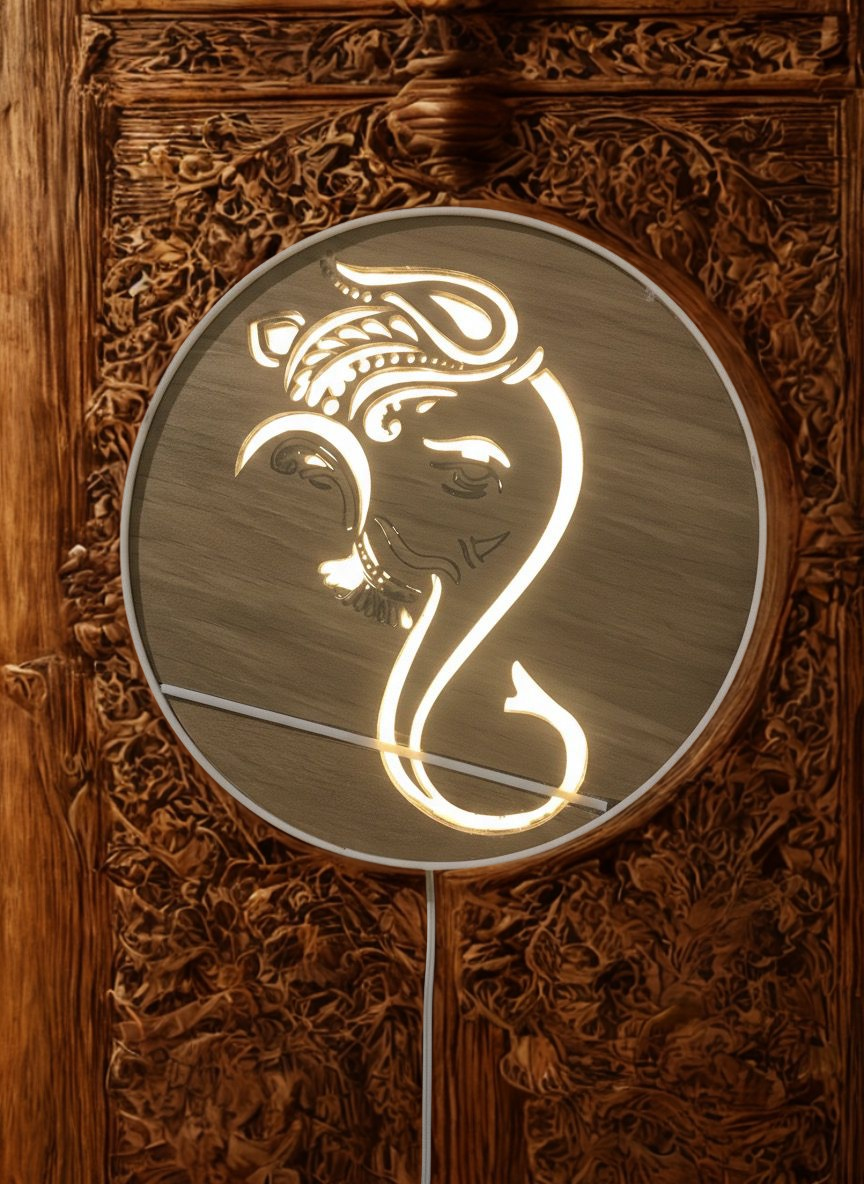 lord ganesh wall decor wooden light for yours house wall