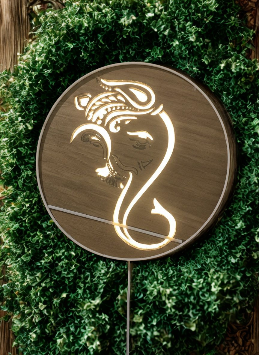 lord ganesh wall decor wooden light for yours house wall